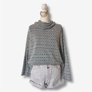 Croft & Barrow Gray Cowl Neck Sweater Chunky Knit Soft Diamond Pattern Size XL